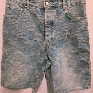 Louis Vuitton Damier 3D Light Denim Shorts Mens 34 Waist